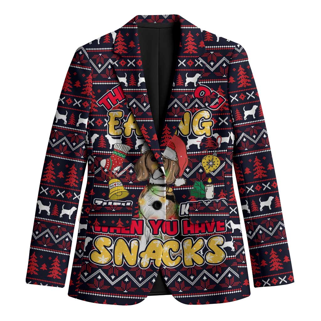 Beagle Dog They Know When You Have Snacks Christmas Blazer Xmas Holiday Patterns - Wonder Print Shop