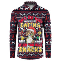 Beagle Dog They Know When You Have Snacks Christmas Button Sweatshirt Xmas Holiday Patterns - Wonder Print Shop