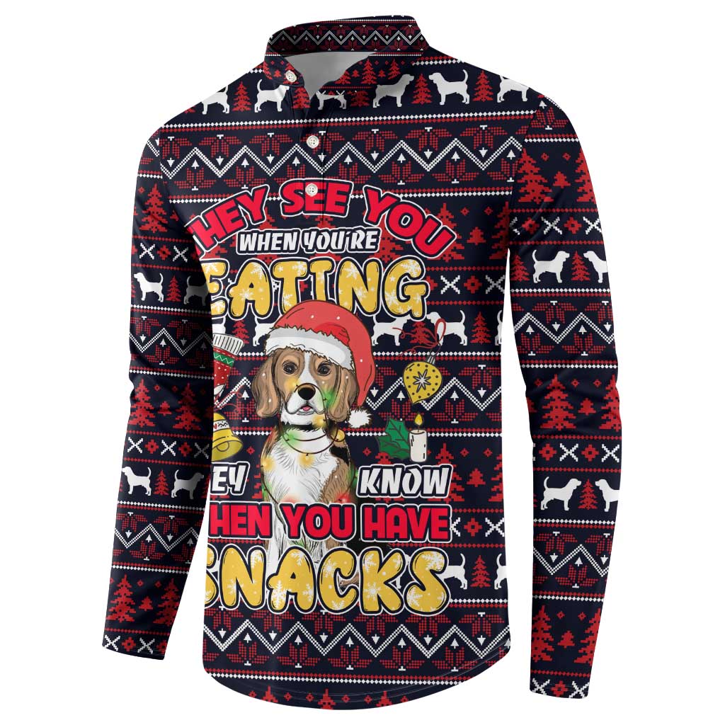 Beagle Dog They Know When You Have Snacks Christmas Button Sweatshirt Xmas Holiday Patterns - Wonder Print Shop