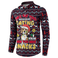 Beagle Dog They Know When You Have Snacks Christmas Button Sweatshirt Xmas Holiday Patterns - Wonder Print Shop