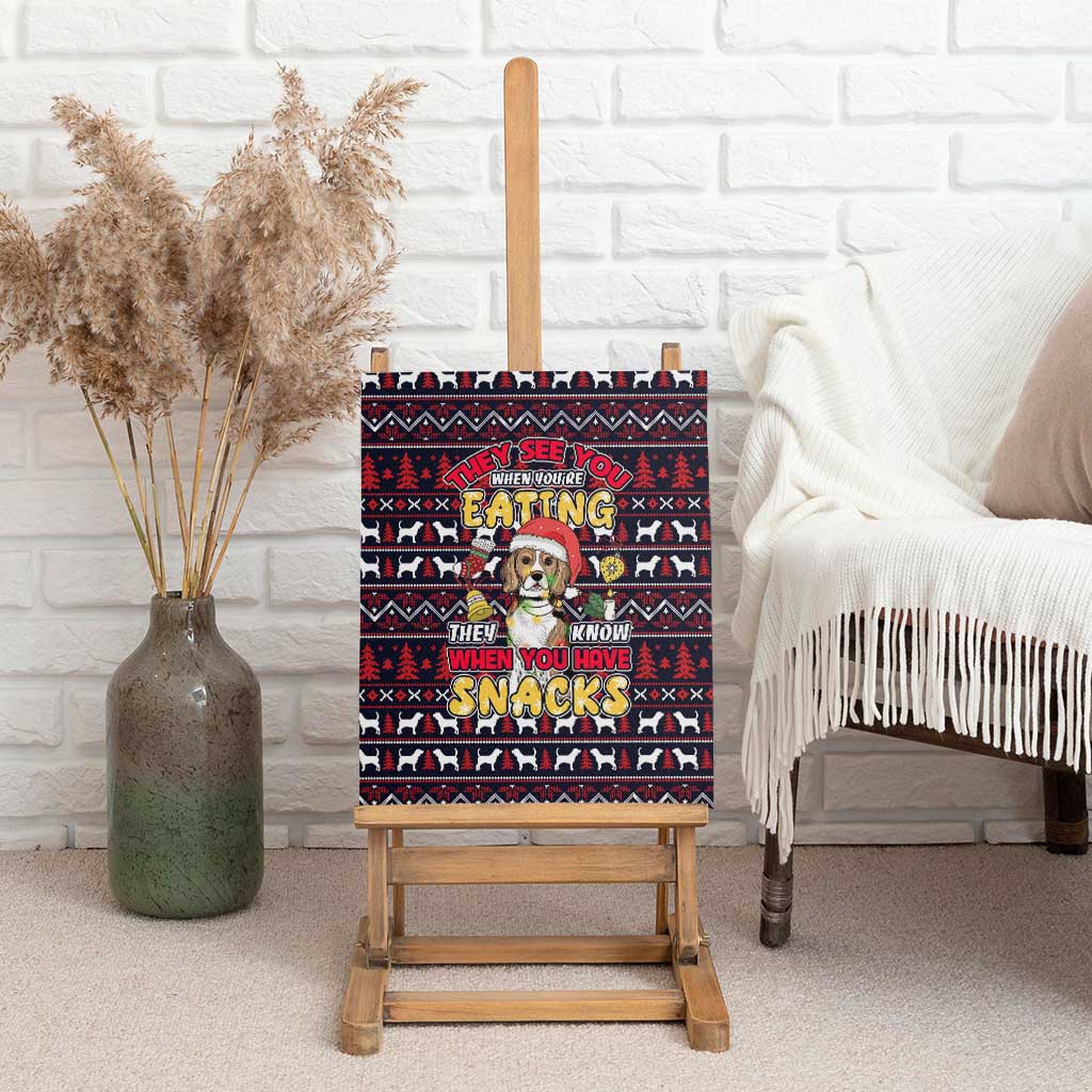 Beagle Dog They Know When You Have Snacks Christmas Canvas Wall Art Xmas Holiday Patterns - Wonder Print Shop