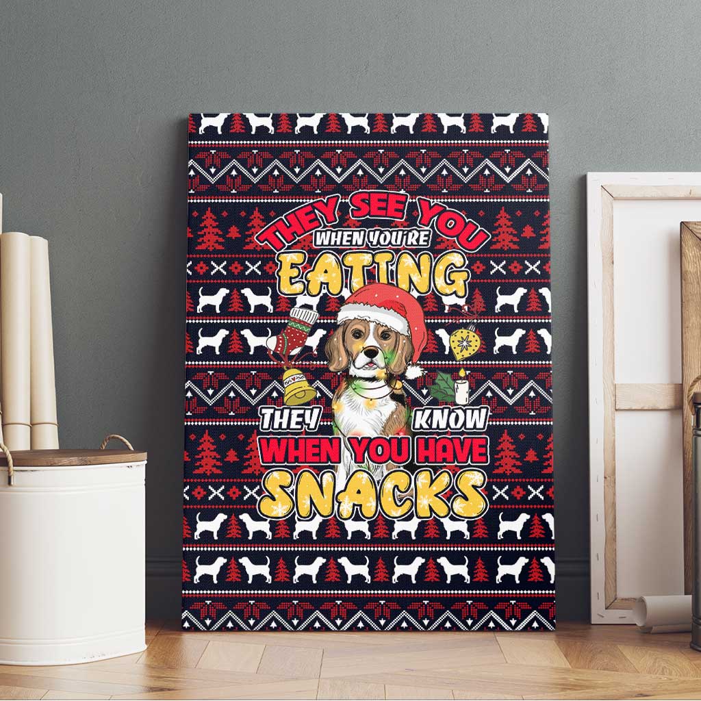 Beagle Dog They Know When You Have Snacks Christmas Canvas Wall Art Xmas Holiday Patterns - Wonder Print Shop