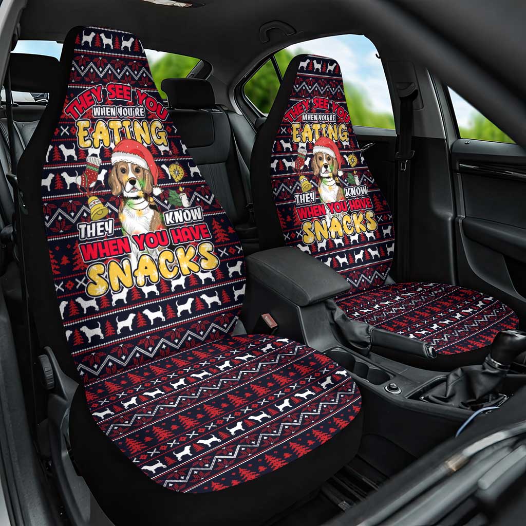 Beagle Dog They Know When You Have Snacks Christmas Car Seat Cover Xmas Holiday Patterns - Wonder Print Shop