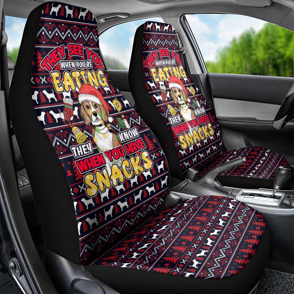 Beagle Dog They Know When You Have Snacks Christmas Car Seat Cover Xmas Holiday Patterns - Wonder Print Shop