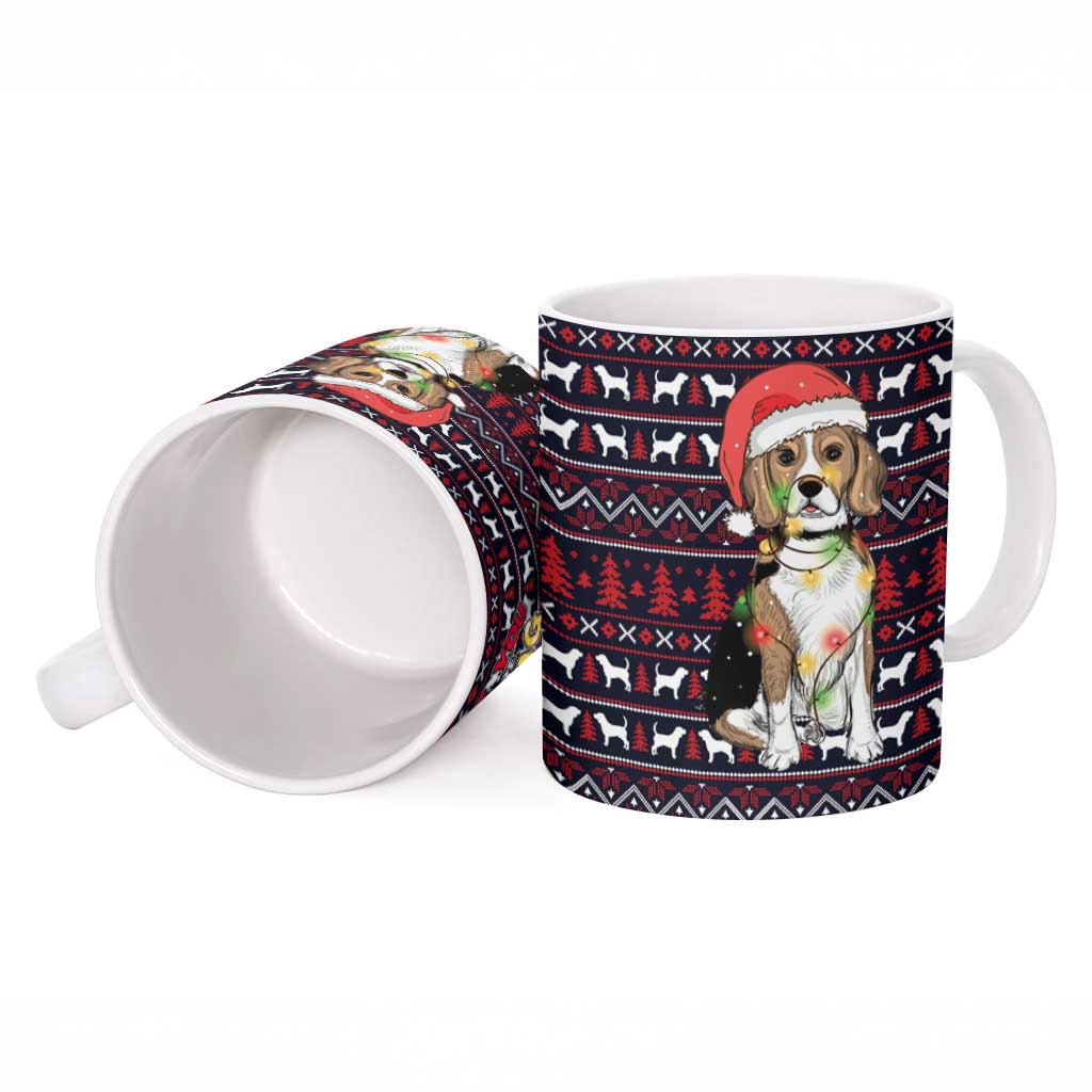 Beagle Dog They Know When You Have Snacks Christmas Ceramic Mug Xmas Holiday Patterns - Wonder Print Shop