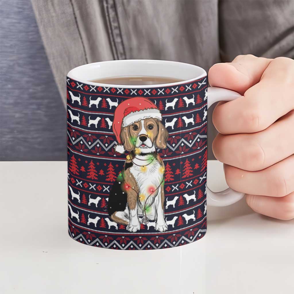 Beagle Dog They Know When You Have Snacks Christmas Ceramic Mug Xmas Holiday Patterns - Wonder Print Shop
