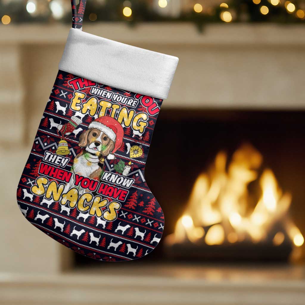 Beagle Dog They Know When You Have Snacks Christmas Stocking Xmas Holiday Patterns - Wonder Print Shop