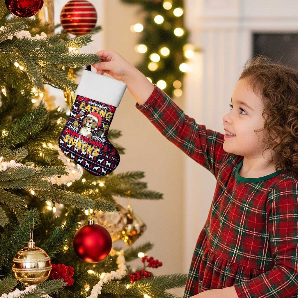 Beagle Dog They Know When You Have Snacks Christmas Stocking Xmas Holiday Patterns - Wonder Print Shop