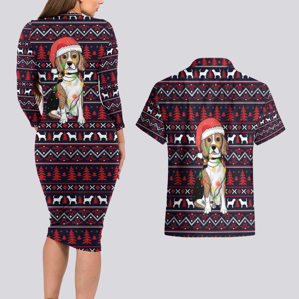 Beagle Dog They Know When You Have Snacks Christmas Couples Matching Long Sleeve Bodycon Dress and Hawaiian Shirt Xmas Holiday Patterns - Wonder Print Shop