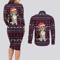 Beagle Dog They Know When You Have Snacks Christmas Couples Matching Long Sleeve Bodycon Dress and Long Sleeve Button Shirt Xmas Holiday Patterns - Wonder Print Shop
