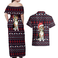 Beagle Dog They Know When You Have Snacks Christmas Couples Matching Off Shoulder Maxi Dress and Hawaiian Shirt Xmas Holiday Patterns - Wonder Print Shop