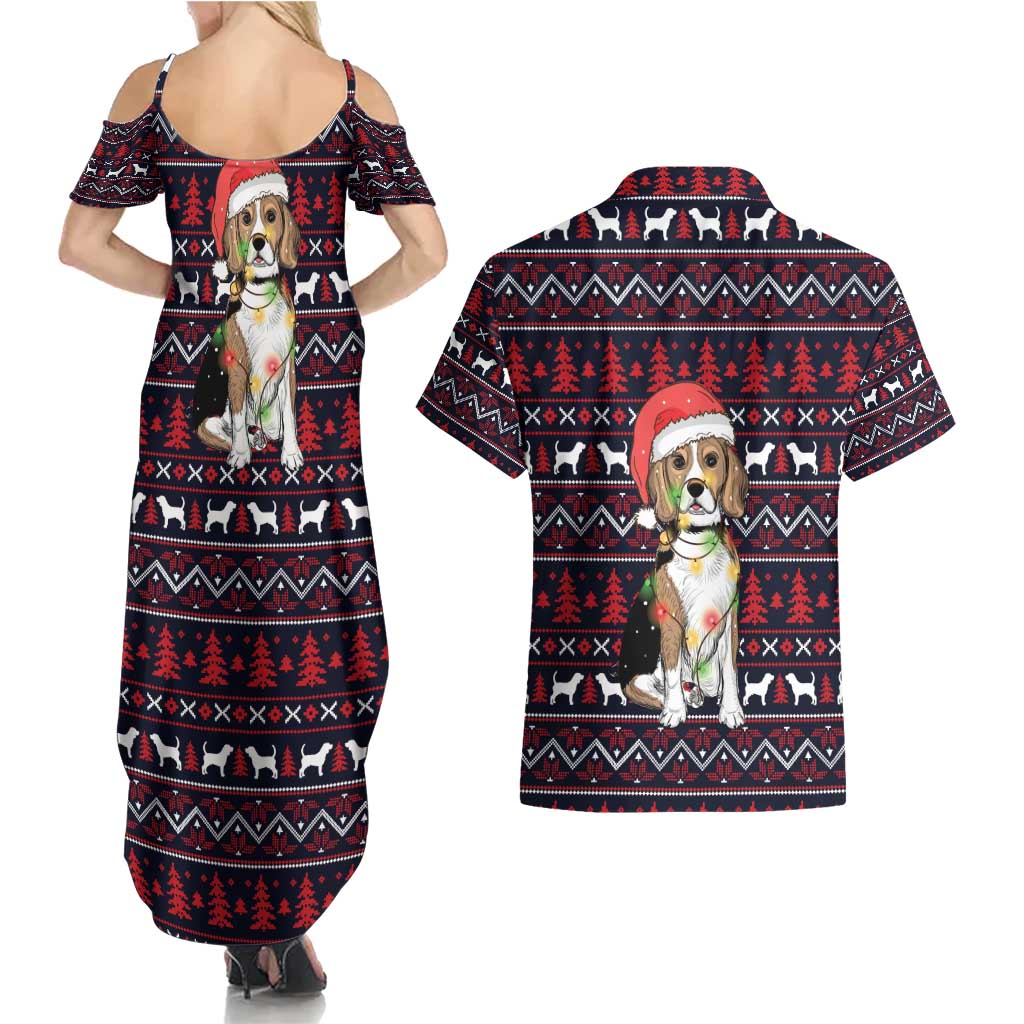 Beagle Dog They Know When You Have Snacks Christmas Couples Matching Summer Maxi Dress and Hawaiian Shirt Xmas Holiday Patterns - Wonder Print Shop