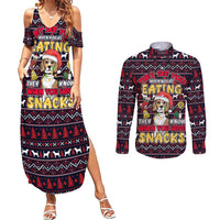Beagle Dog They Know When You Have Snacks Christmas Couples Matching Summer Maxi Dress and Long Sleeve Button Shirt Xmas Holiday Patterns - Wonder Print Shop