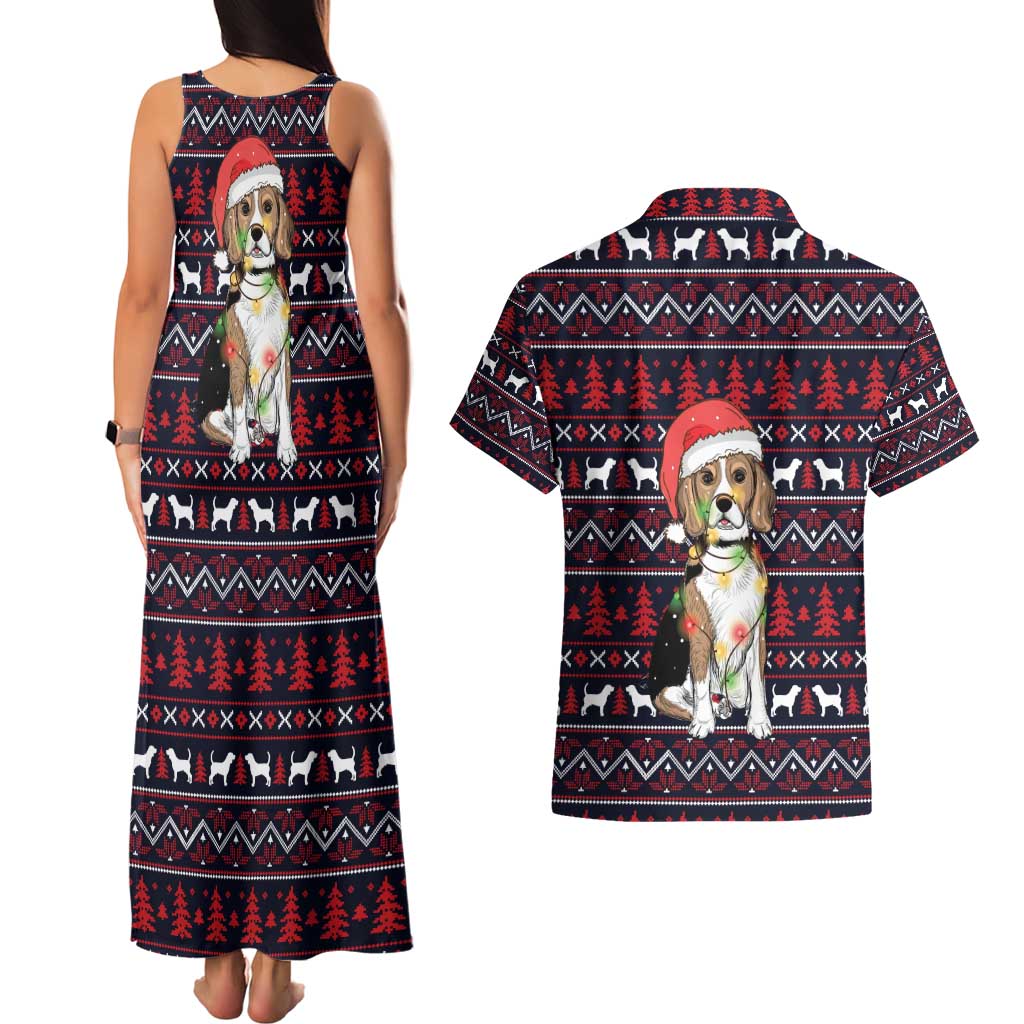 Beagle Dog They Know When You Have Snacks Christmas Couples Matching Tank Maxi Dress and Hawaiian Shirt Xmas Holiday Patterns - Wonder Print Shop