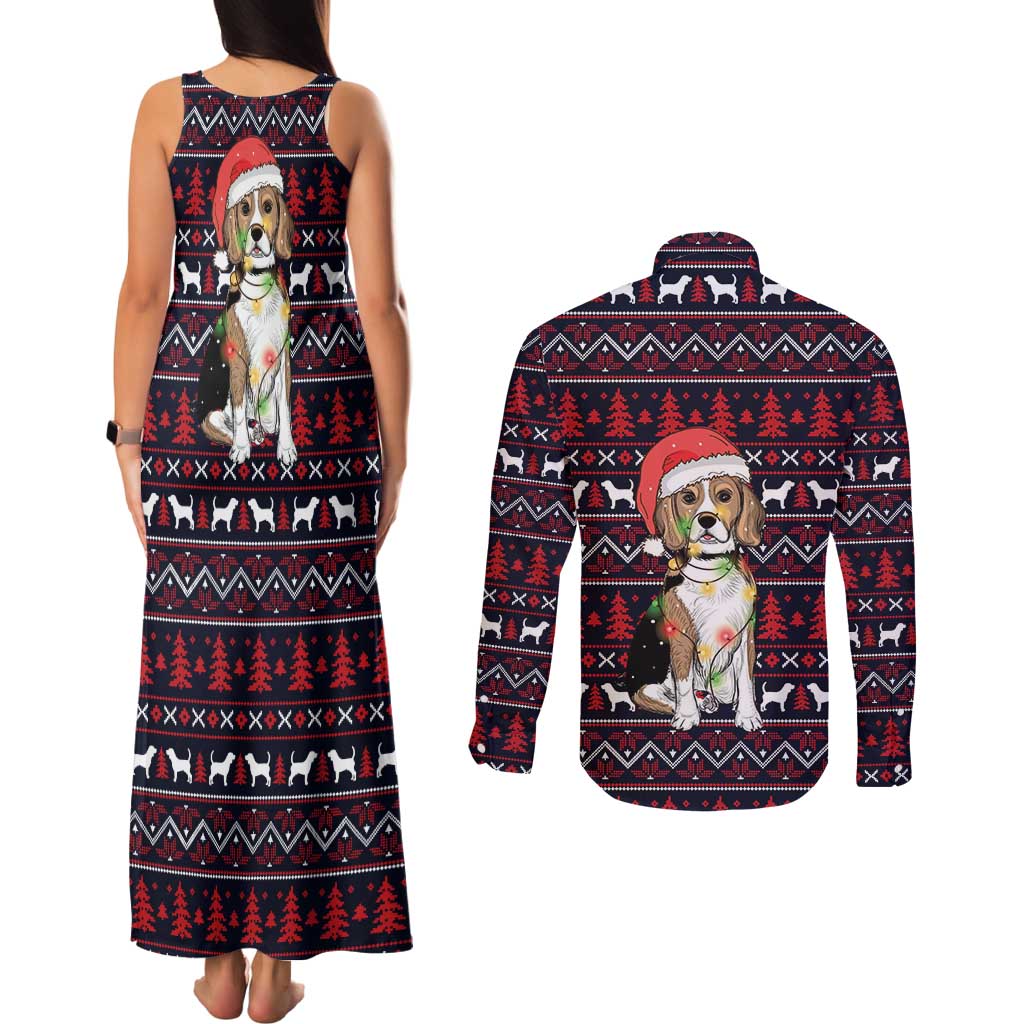 Beagle Dog They Know When You Have Snacks Christmas Couples Matching Tank Maxi Dress and Long Sleeve Button Shirt Xmas Holiday Patterns - Wonder Print Shop