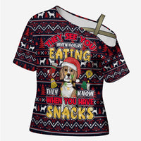 Beagle Dog They Know When You Have Snacks Christmas Cross Shoulder Shirt Xmas Holiday Patterns - Wonder Print Shop