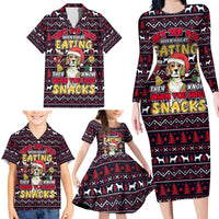 Beagle Dog They Know When You Have Snacks Christmas Family Matching Long Sleeve Bodycon Dress and Hawaiian Shirt Xmas Holiday Patterns - Wonder Print Shop