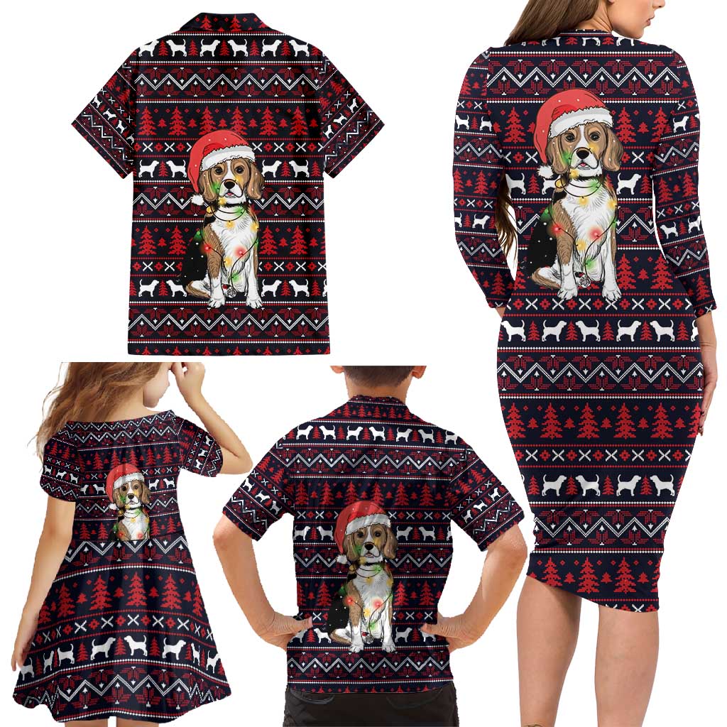 Beagle Dog They Know When You Have Snacks Christmas Family Matching Long Sleeve Bodycon Dress and Hawaiian Shirt Xmas Holiday Patterns - Wonder Print Shop