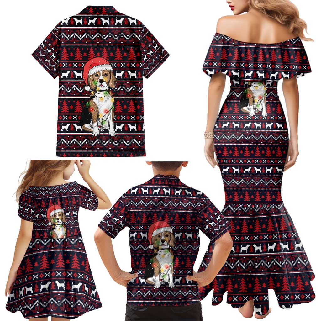 Beagle Dog They Know When You Have Snacks Christmas Family Matching Mermaid Dress and Hawaiian Shirt Xmas Holiday Patterns - Wonder Print Shop