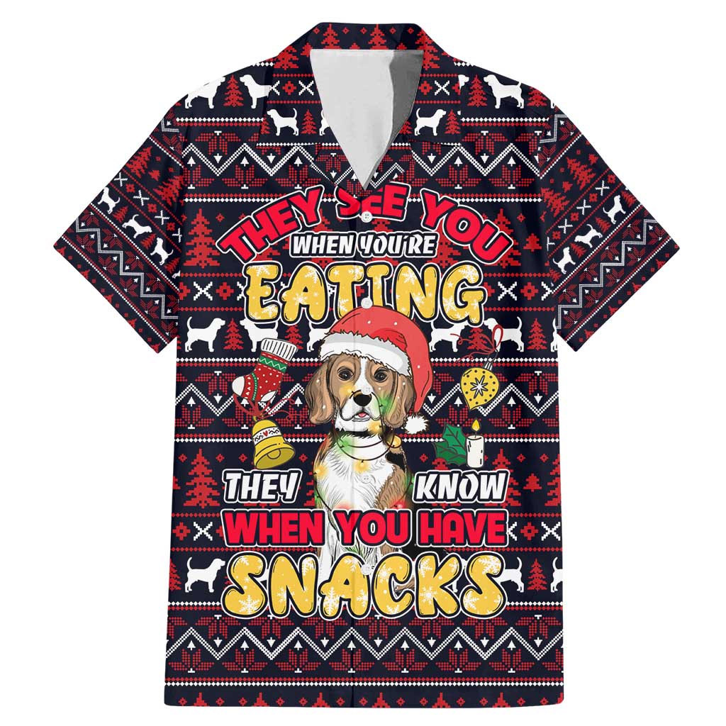 Beagle Dog They Know When You Have Snacks Christmas Family Matching Mermaid Dress and Hawaiian Shirt Xmas Holiday Patterns - Wonder Print Shop