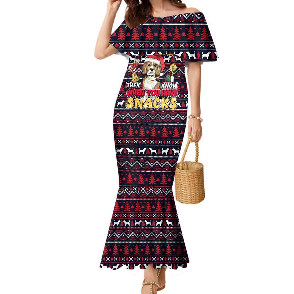 Beagle Dog They Know When You Have Snacks Christmas Family Matching Mermaid Dress and Hawaiian Shirt Xmas Holiday Patterns - Wonder Print Shop