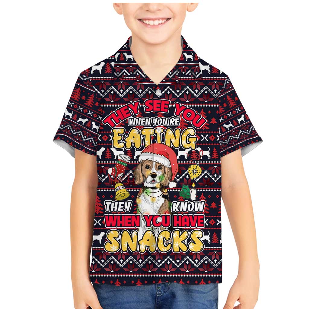 Beagle Dog They Know When You Have Snacks Christmas Family Matching Mermaid Dress and Hawaiian Shirt Xmas Holiday Patterns - Wonder Print Shop