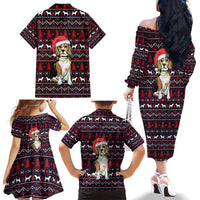 Beagle Dog They Know When You Have Snacks Christmas Family Matching Off The Shoulder Long Sleeve Dress and Hawaiian Shirt Xmas Holiday Patterns - Wonder Print Shop