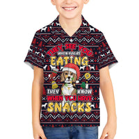 Beagle Dog They Know When You Have Snacks Christmas Family Matching Off The Shoulder Long Sleeve Dress and Hawaiian Shirt Xmas Holiday Patterns - Wonder Print Shop