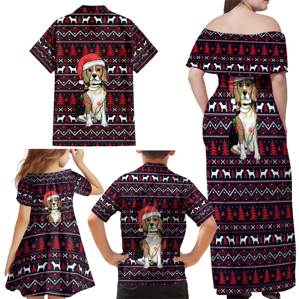 Beagle Dog They Know When You Have Snacks Christmas Family Matching Off Shoulder Maxi Dress and Hawaiian Shirt Xmas Holiday Patterns - Wonder Print Shop