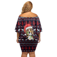 Beagle Dog They Know When You Have Snacks Christmas Family Matching Off Shoulder Short Dress and Hawaiian Shirt Xmas Holiday Patterns - Wonder Print Shop