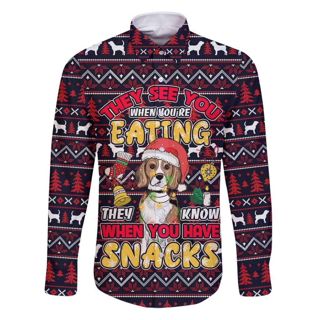 Beagle Dog They Know When You Have Snacks Christmas Family Matching Puletasi and Hawaiian Shirt Xmas Holiday Patterns - Wonder Print Shop