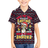 Beagle Dog They Know When You Have Snacks Christmas Family Matching Short Sleeve Bodycon Dress and Hawaiian Shirt Xmas Holiday Patterns - Wonder Print Shop
