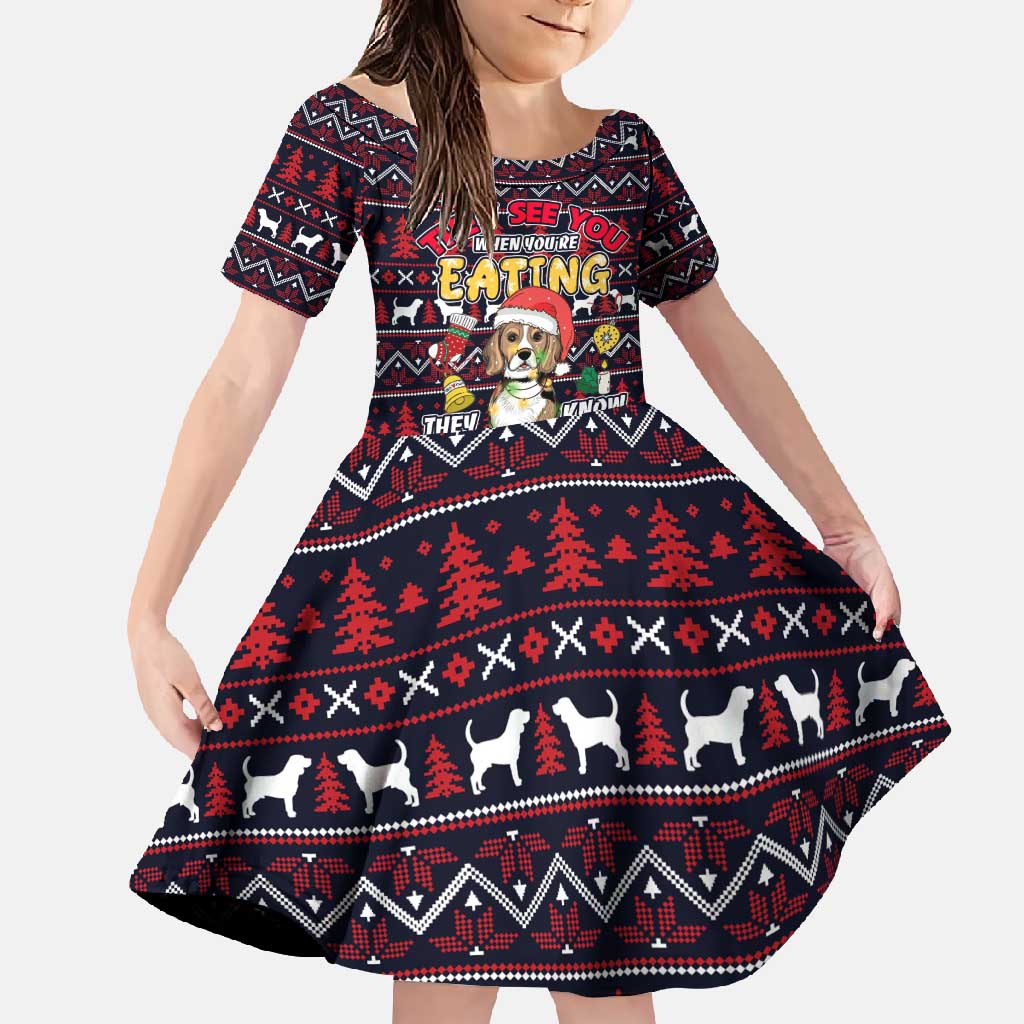 Beagle Dog They Know When You Have Snacks Christmas Family Matching Summer Maxi Dress and Hawaiian Shirt Xmas Holiday Patterns - Wonder Print Shop