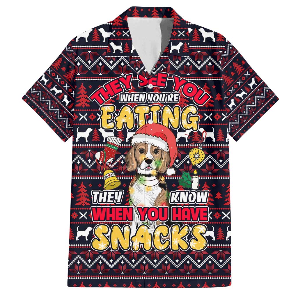 Beagle Dog They Know When You Have Snacks Christmas Family Matching Summer Maxi Dress and Hawaiian Shirt Xmas Holiday Patterns - Wonder Print Shop
