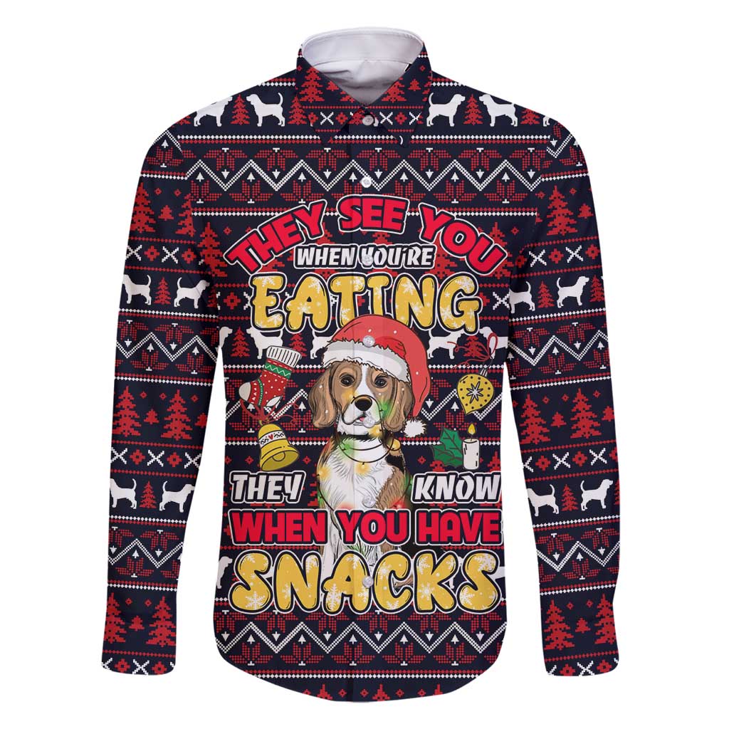 Beagle Dog They Know When You Have Snacks Christmas Family Matching Summer Maxi Dress and Hawaiian Shirt Xmas Holiday Patterns - Wonder Print Shop