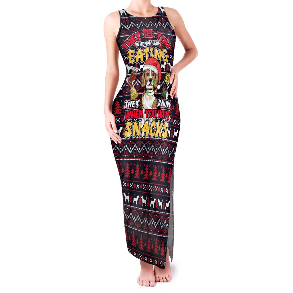 Beagle Dog They Know When You Have Snacks Christmas Family Matching Tank Maxi Dress and Hawaiian Shirt Xmas Holiday Patterns - Wonder Print Shop