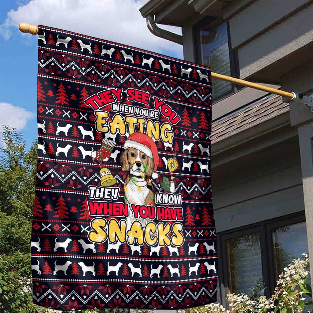 Beagle Dog They Know When You Have Snacks Christmas Garden Flag Xmas Holiday Patterns - Wonder Print Shop