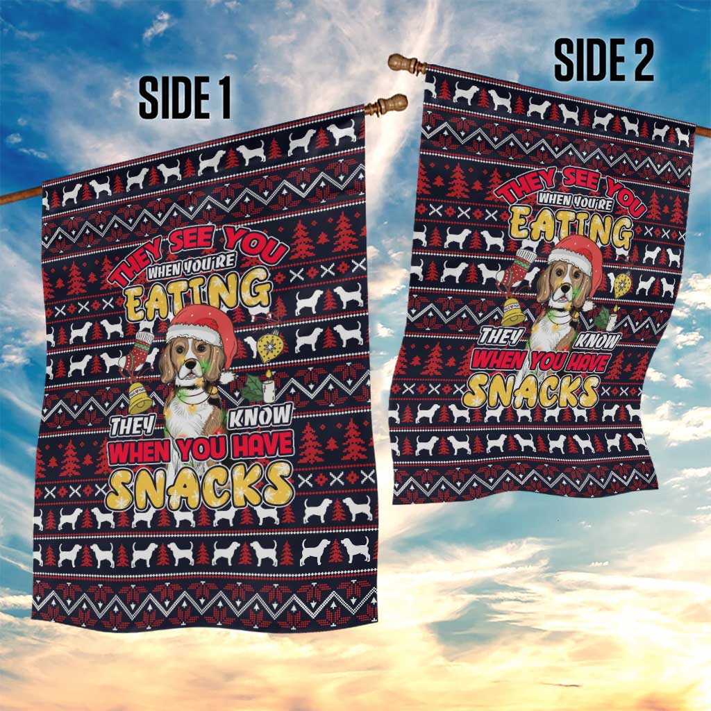 Beagle Dog They Know When You Have Snacks Christmas Garden Flag Xmas Holiday Patterns - Wonder Print Shop