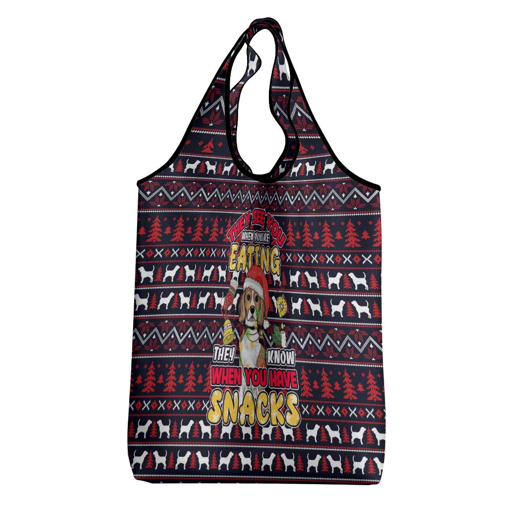 Beagle Dog They Know When You Have Snacks Christmas Grocery Bag Xmas Holiday Patterns - Wonder Print Shop