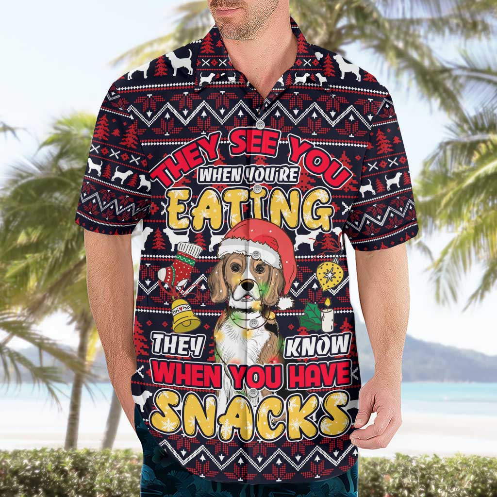 Beagle Dog They Know When You Have Snacks Christmas Hawaiian Shirt Xmas Holiday Patterns - Wonder Print Shop