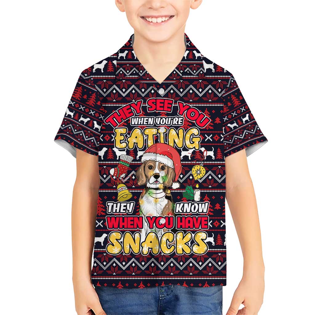 Beagle Dog They Know When You Have Snacks Christmas Hawaiian Shirt Xmas Holiday Patterns - Wonder Print Shop