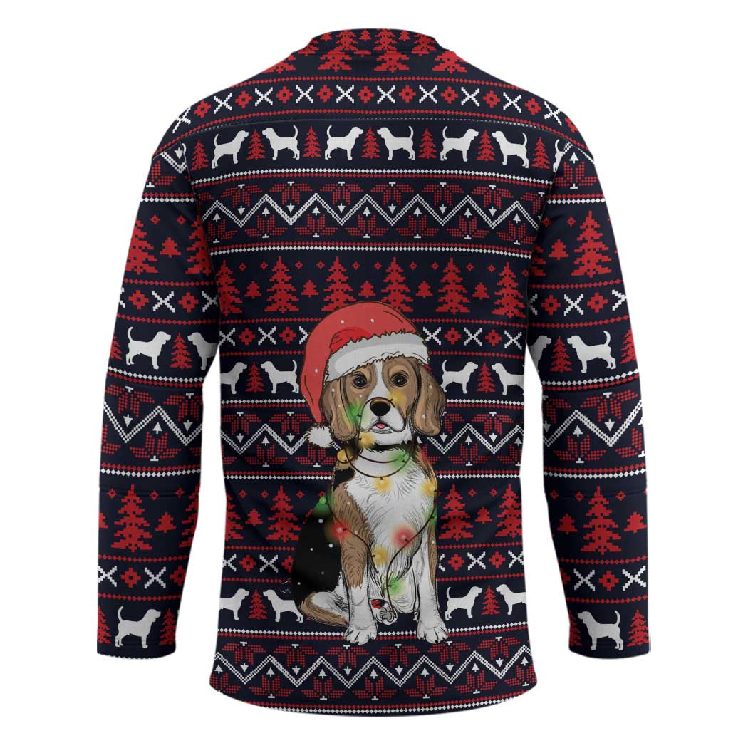 Beagle Dog They Know When You Have Snacks Christmas Hockey Jersey Xmas Holiday Patterns - Wonder Print Shop