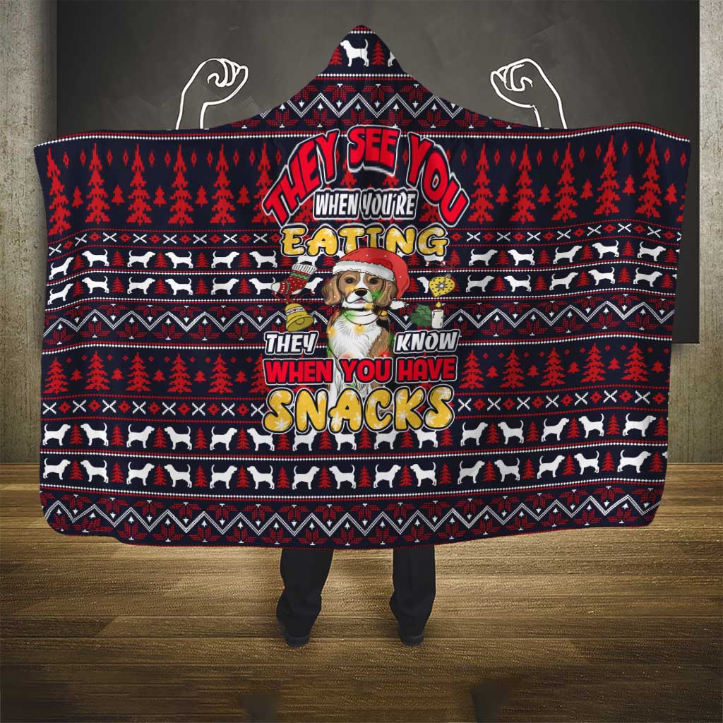 Beagle Dog They Know When You Have Snacks Christmas Hooded Blanket Xmas Holiday Patterns - Wonder Print Shop