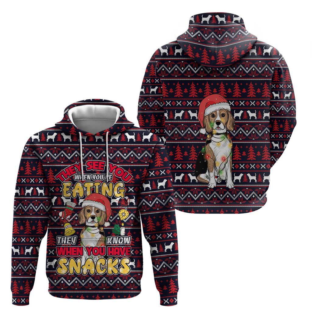 Beagle Dog They Know When You Have Snacks Christmas Hoodie Xmas Holiday Patterns - Wonder Print Shop