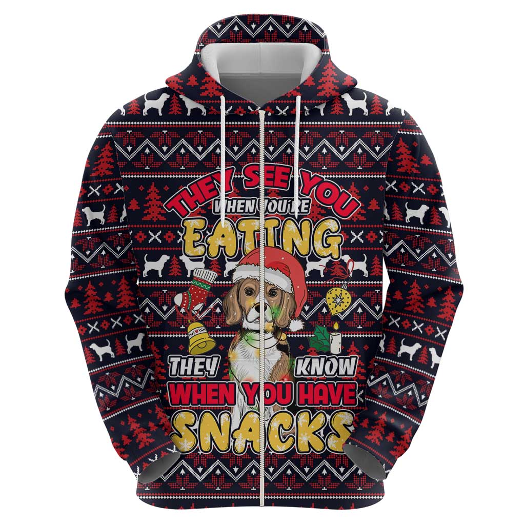 Beagle Dog They Know When You Have Snacks Christmas Hoodie Xmas Holiday Patterns - Wonder Print Shop