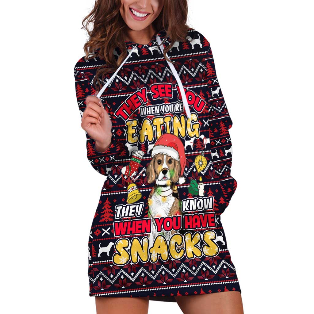 Beagle Dog They Know When You Have Snacks Christmas Hoodie Dress Xmas Holiday Patterns - Wonder Print Shop
