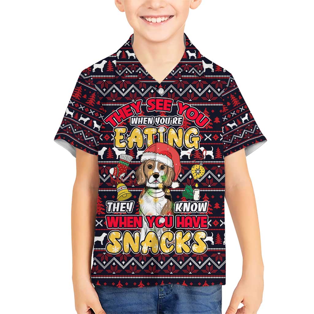 Beagle Dog They Know When You Have Snacks Christmas Kid Hawaiian Shirt Xmas Holiday Patterns - Wonder Print Shop