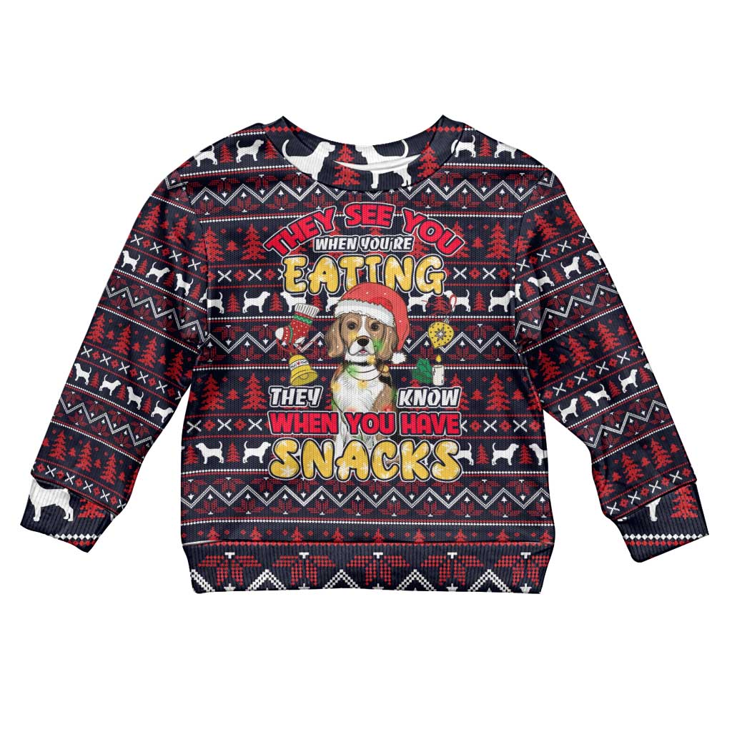 Beagle Dog They Know When You Have Snacks Christmas Kid Ugly Christmas Sweater Xmas Holiday Patterns - Wonder Print Shop