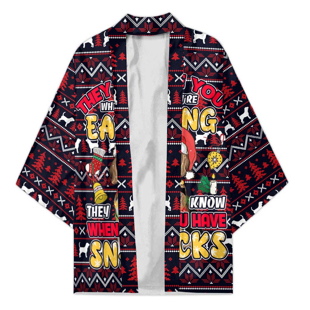 Beagle Dog They Know When You Have Snacks Christmas Kimono Xmas Holiday Patterns - Wonder Print Shop