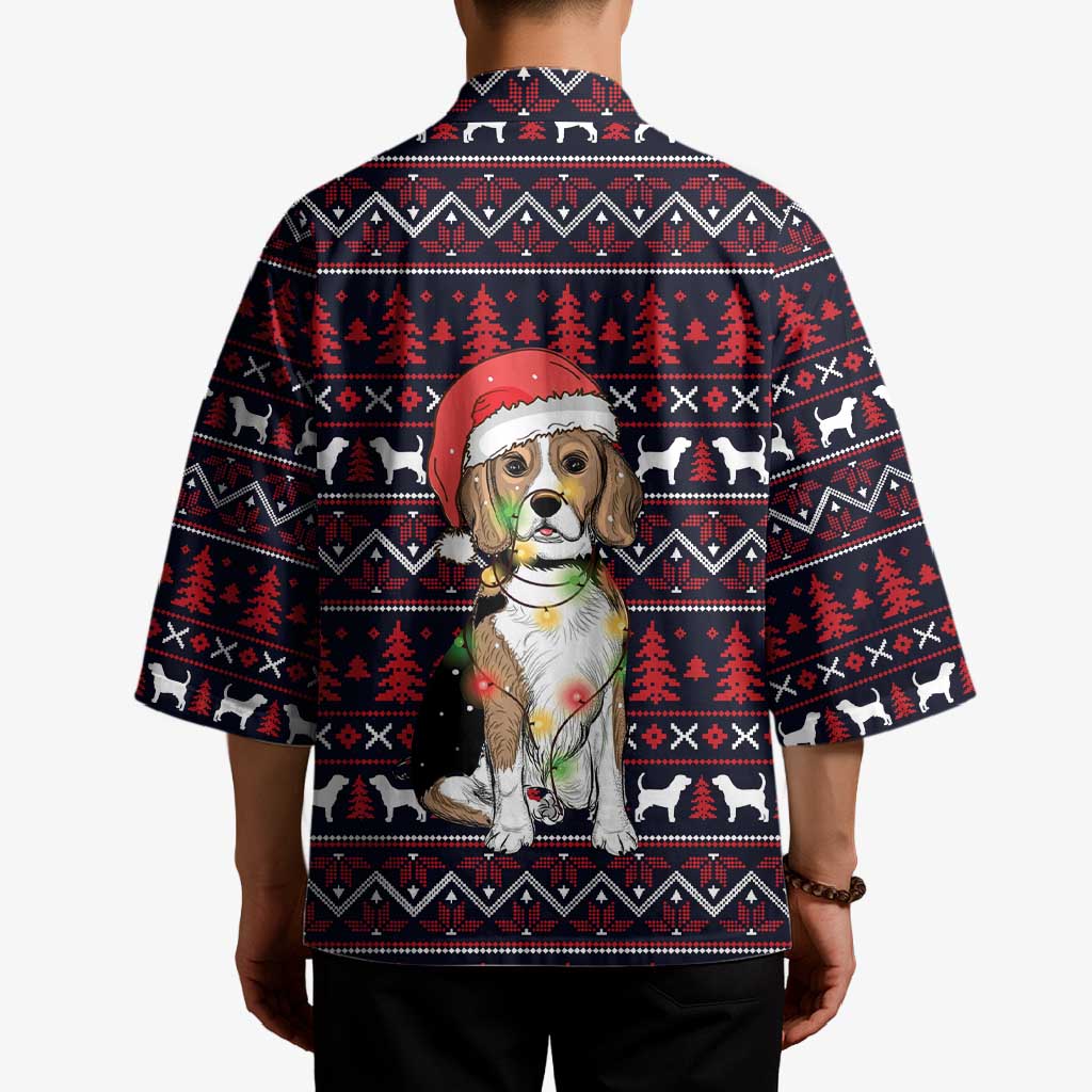 Beagle Dog They Know When You Have Snacks Christmas Kimono Xmas Holiday Patterns - Wonder Print Shop